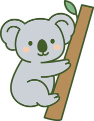Koala hugging tree vector illustration