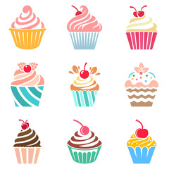Cupcake Illustration for Bakery Branding, Dessert Menu Designs, Sweet Treat Posters, Birthday Invitations, Cafe Promotions, Food Packaging, Editable Vector Artwork for Social Media Web Design Projects