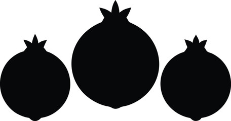 Pomegranate silhouettes vector set, Pomegranate silhouette illustration vector.