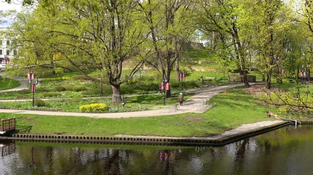 Bastion Hill city park (Bastejkalns Park) in Riga, Latvia	