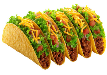 Crispy Hard Shell Tacos Filled with Seasoned Beef, Fresh Lettuce, Melted Cheese, and Zesty Salsa, Png