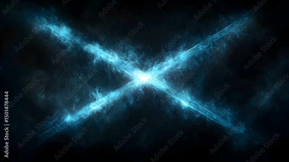 Poster abstract design with intersecting light beams.