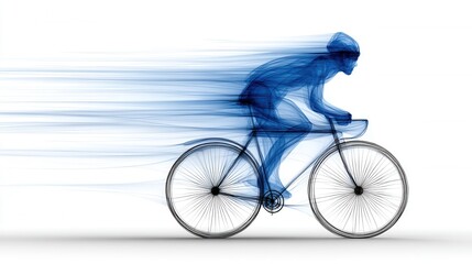 Fototapeta premium Abstract cyclist in motion, blurred, speedy