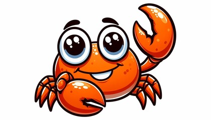 Cheerful Cartoon Crab Character with Big Eyes and a Friendly Expression