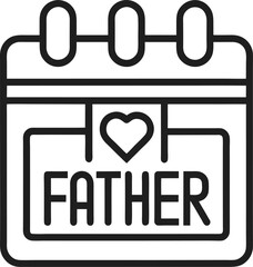 Father's Day calendar icon Symbol mark in Outline style