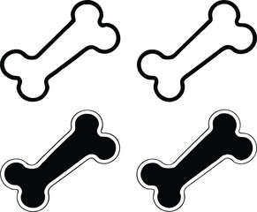 Dog Bone silhouette Illustration Set Isolated, Food shape dog bone silhouette vector illustration