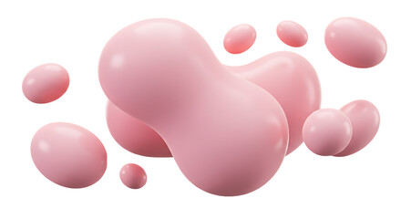 Pink Liquid Drops: 3D Render