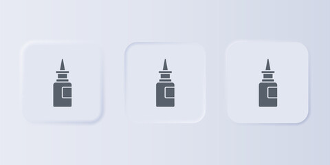 Grey Bottle nasal spray icon isolated on grey background. Set icons in square buttons. Vector