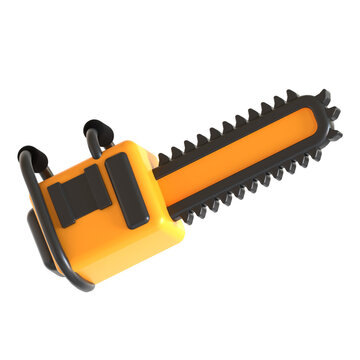 orange chainsaw isolated on white clip art preview