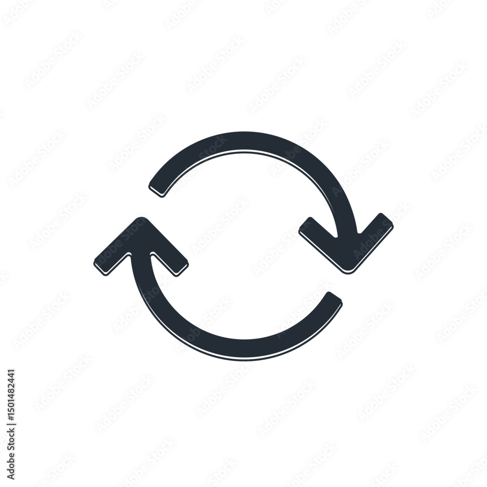 Poster black refresh icon isolated on white background. reload symbol. rotation arrows in a circle sign. ve