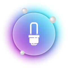 White LED light bulb icon isolated on white background. Economical LED illuminated lightbulb. Save energy lamp. Blue and purple gradient circle background. Vector