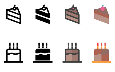 CAKE, CAKE , Cakes Icons Collection. line, filled, silhouette style Editable Stroke. Suitable for Web Sites, Books, Cards, Apps