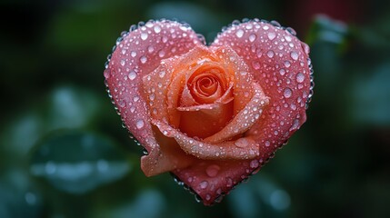 Beautiful heartshaped bouquet of pink roses with dew drops on the petals, on a blurred background of Valentines Day high resolution   for isolate image