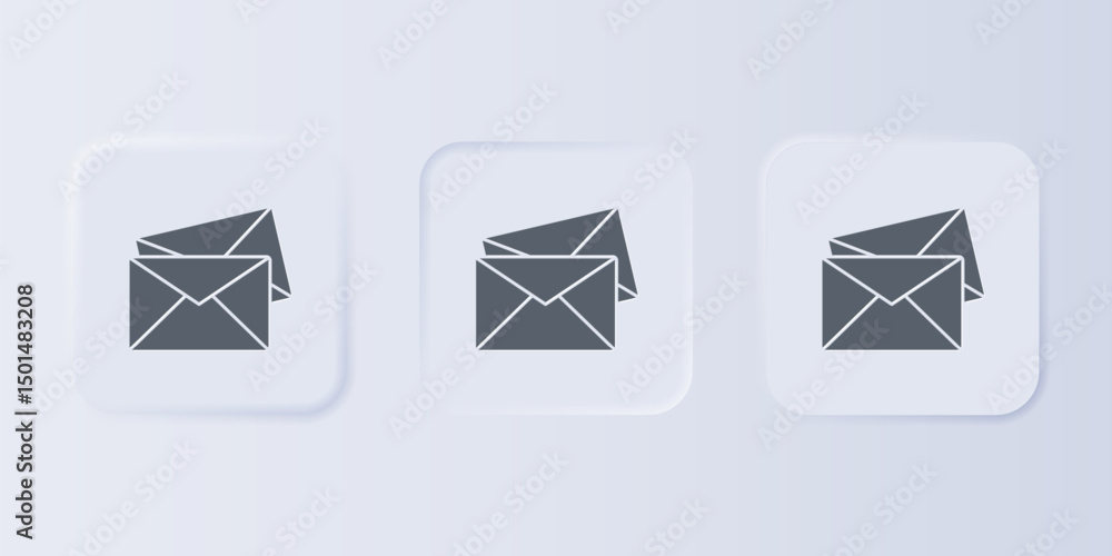 Aufkleber grey envelope icon isolated on grey background. email message letter symbol. set icons in square but