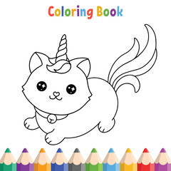 Kids coloring book with cat vector illustration