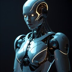 Sci-Fi Futuristic Robot Headshot, AI Powered Robot Design, Digital Art, AI Generated