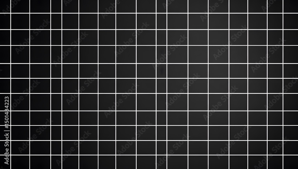 Poster a black and white grid pattern background with a thin line of light on the edges, perfect for creati