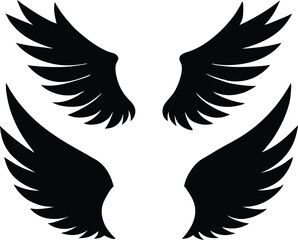 Flat design angel wings silhouette set vector design, New angel wings silhouette vector design illustration