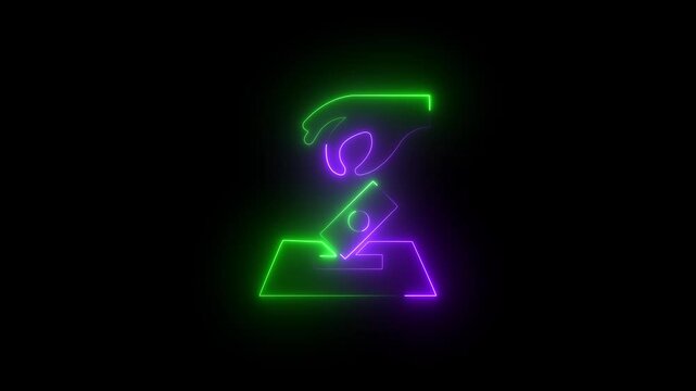 Ramadan Sadaqah icon neon glowing sign. 4k video with black background. 