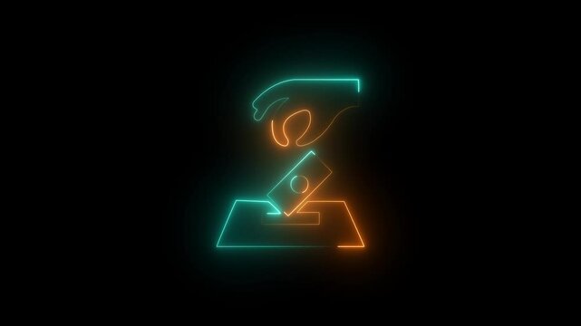 Ramadan Sadaqah icon neon glowing sign. 4k video with black background. 