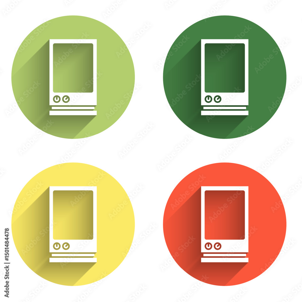 Poster set voice assistant icon isolated with long shadow background. voice control user interface smart sp