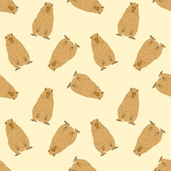 Cute capybara pattern on light background