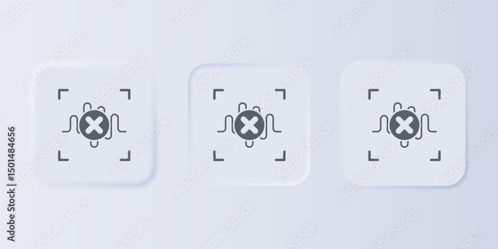 Poster grey rejection voice recognition icon isolated on grey background. voice biometric access authentica
