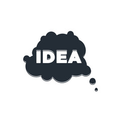 Black Idea, speech bubble icon isolated on white background. Message speech bubble idea with cloud talk. Vector
