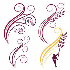 Abstract swirls floral design elements harvest theme