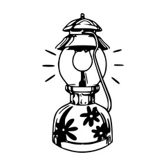 ornate kerosene lantern outline illustration