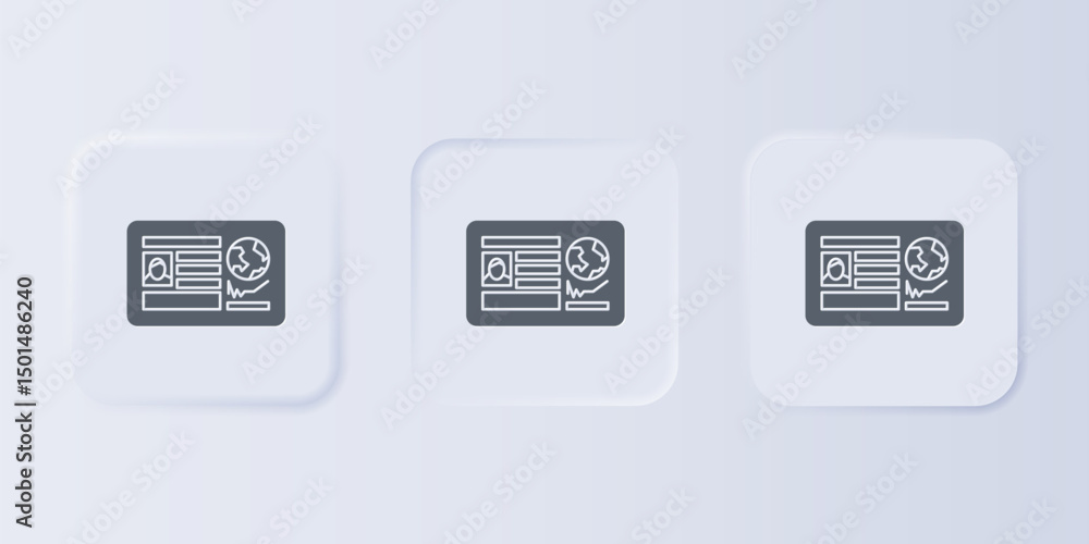 Poster grey passport with visa stamp icon isolated on grey background. identification document. set icons i