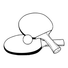 pair of ping pong bats and ball sketch