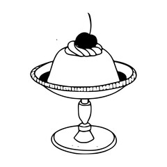 dessert with cherry on pedestal dish vector