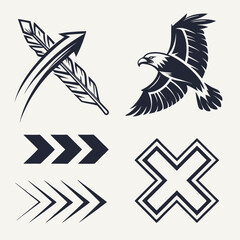 Native american inspired arrow eagle tribal design elements