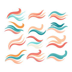 Colorful abstract wave set isolated on white background