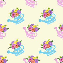 Watering can with flowers pattern design