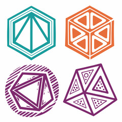 Abstract geometric shapes hexagons triangles design elements