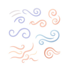 Elegant swirls and wind design elements transparent png