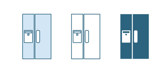 Blue Refrigerator icon isolated on white background. Fridge freezer refrigerator. Household tech and appliances. Vector