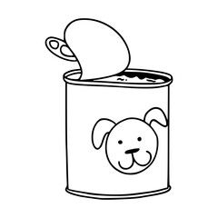 pet food tin with cute dog face outline