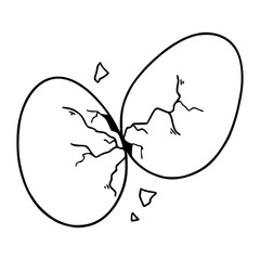 cracked eggs breaking apart