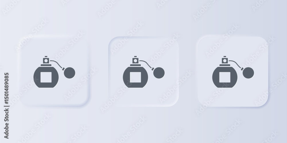 Poster grey perfume icon isolated on grey background. set icons in square buttons. vector