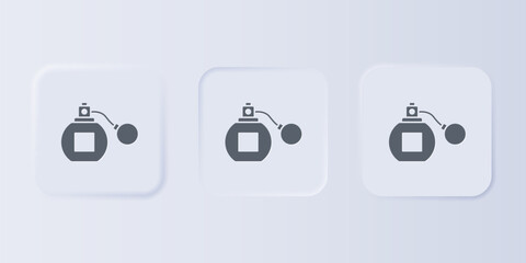 Grey Perfume icon isolated on grey background. Set icons in square buttons. Vector