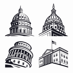 Government buildings capitol dome architecture illustrations