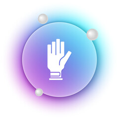 White Golf glove icon isolated on white background. Sport equipment. Sports uniform. Blue and purple gradient circle background. Vector