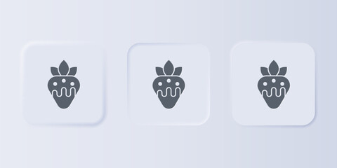 Grey Strawberry in chocolate icon isolated on grey background. Set icons in square buttons. Vector