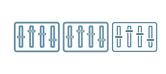 Blue Sound mixer controller icon isolated on white background. Dj equipment slider buttons. Mixing console. Vector
