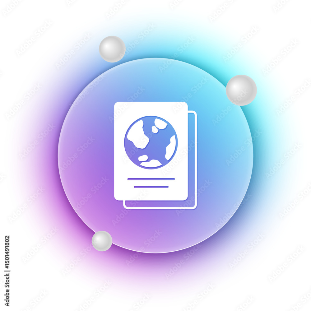Poster white passport with biometric data icon isolated on white background. identification document. blue 