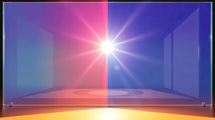 Abstract Glass Panel with Pink and Blue Gradient and Light Flare