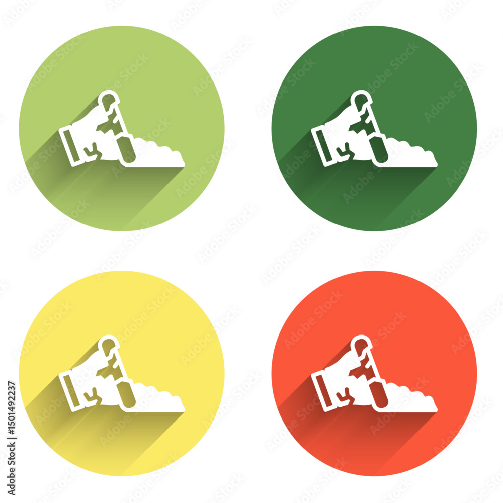 Poster set broken pot icon isolated with long shadow background. color circle button. vector